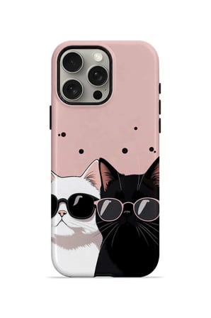 iPhone 15 Pro Max Vorian Çift Katmanlı Havalı Kedili Kılıf