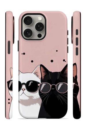 iPhone 15 Pro Max Vorian Çift Katmanlı Havalı Kedili Kılıf