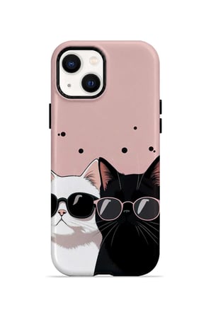 iPhone 15 Vorian Çift Katmanlı Havalı Kedili Kılıf
