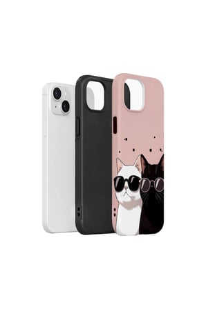 iPhone 15 Vorian Çift Katmanlı Havalı Kedili Kılıf