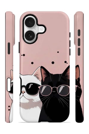 iPhone 16 Plus Vorian Çift Katmanlı Havalı Kedili Kılıf