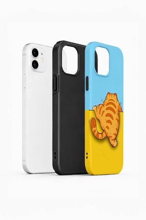 iPhone 12 Vorian Çift Katmanlı Uykucu Turuncu Kedili Kılıf