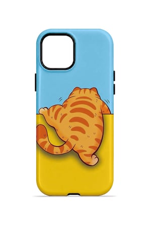 iPhone 12 Vorian Çift Katmanlı Uykucu Turuncu Kedili Kılıf