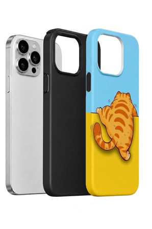 iPhone 14 Pro Max Vorian Çift Katmanlı Uykucu Turuncu Kedili Kılıf