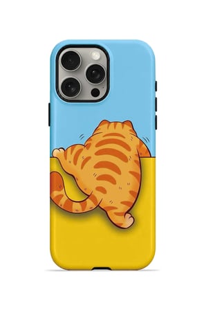iPhone 15 Pro Vorian Çift Katmanlı Uykucu Turuncu Kedili Kılıf
