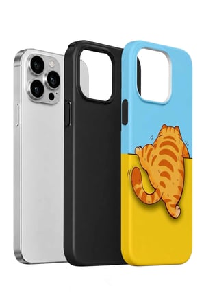 iPhone 15 Pro Vorian Çift Katmanlı Uykucu Turuncu Kedili Kılıf