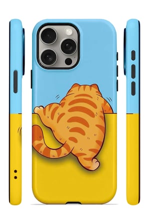 iPhone 15 Pro Vorian Çift Katmanlı Uykucu Turuncu Kedili Kılıf