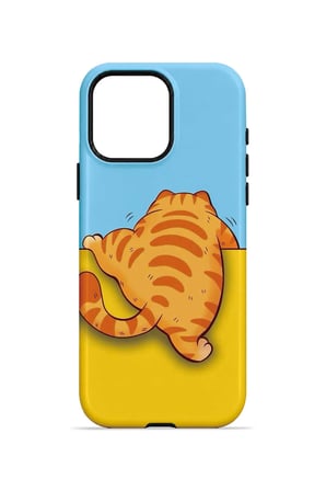 iPhone 15 Pro Vorian Çift Katmanlı Uykucu Turuncu Kedili Kılıf