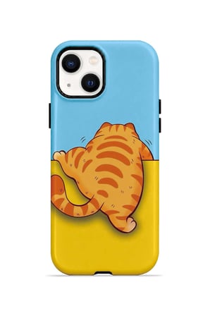 iPhone 15 Vorian Çift Katmanlı Uykucu Turuncu Kedili Kılıf