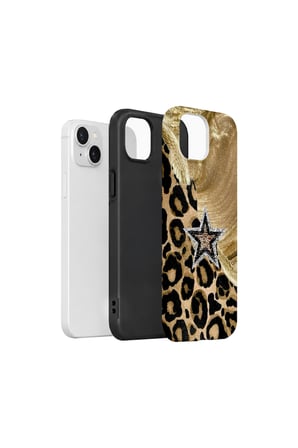 iPhone 13 Vorian Çift Katmanlı Altın Leopar Yıldız Kılıf