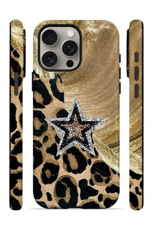 iPhone 15 Pro Max Vorian MagSafe Çift Katmanlı Altın Leopar Yıldız Kılıf