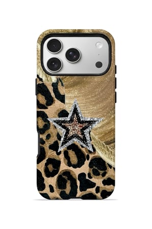 iPhone 17 Pro Max Vorian MagSafe Çift Katmanlı Altın Leopar Yıldız Kılıf