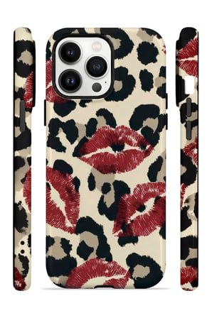 iPhone 14 Pro Max Vorian Çift Katmanlı Leopar Ruj İzleri Kılıf