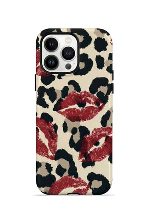 iPhone 14 Pro Vorian Çift Katmanlı Leopar Ruj İzleri Kılıf