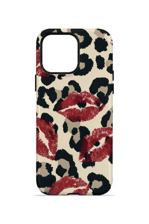 iPhone 14 Pro Vorian Çift Katmanlı Leopar Ruj İzleri Kılıf