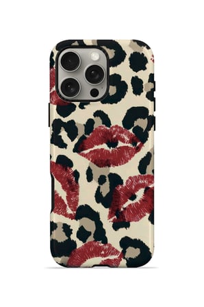 iPhone 16 Pro Vorian Çift Katmanlı Leopar Ruj İzleri Kılıf