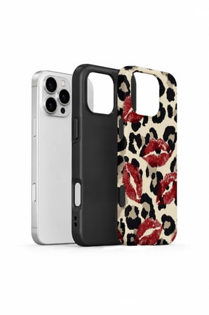 iPhone 16 Pro Vorian Çift Katmanlı Leopar Ruj İzleri Kılıf