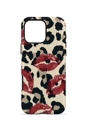 iPhone 16 Pro Vorian Çift Katmanlı Leopar Ruj İzleri Kılıf
