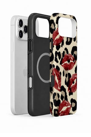iPhone 17 Pro Max Vorian MagSafe Çift Katmanlı Leopar Ruj İzleri Kılıf