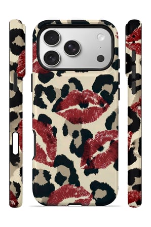 iPhone 17 Pro Max Vorian MagSafe Çift Katmanlı Leopar Ruj İzleri Kılıf