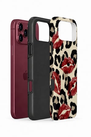 iPhone 18 Pro Max Vorian Çift Katmanlı Leopar Ruj İzleri Kılıf