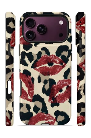 iPhone 18 Pro Max Vorian Çift Katmanlı Leopar Ruj İzleri Kılıf