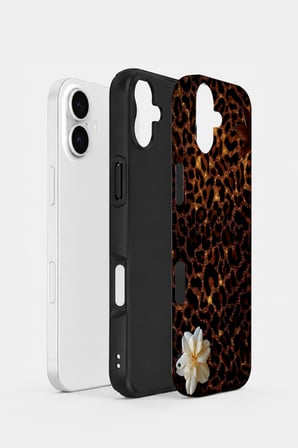 iPhone 16 Plus Vorian Çift Katmanlı Koyu Leopar Çiçek Kılıf