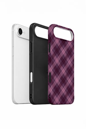 iPhone 17 Air Vorian Çift Katmanlı Lila Duman Ekose Kılıf
