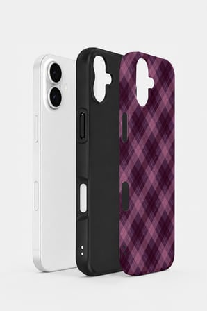 iPhone 17 Vorian Çift Katmanlı Lila Duman Ekose Kılıf