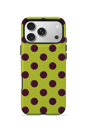iPhone 17 Pro Max Vorian Çift Katmanlı Limon Mürdüm Puantiye Kılıf