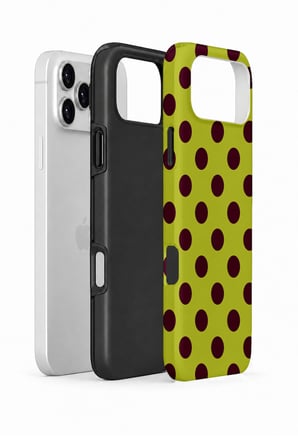 iPhone 17 Pro Max Vorian Çift Katmanlı Limon Mürdüm Puantiye Kılıf