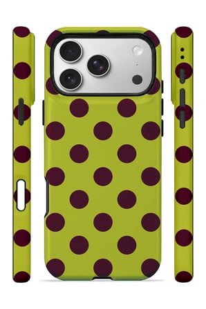 iPhone 17 Pro Max Vorian Çift Katmanlı Limon Mürdüm Puantiye Kılıf