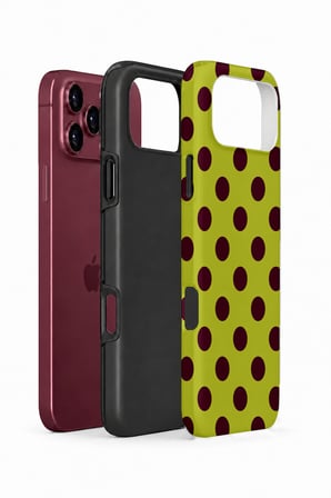 iPhone 18 Pro Max Vorian Çift Katmanlı Limon Mürdüm Puantiye Kılıf