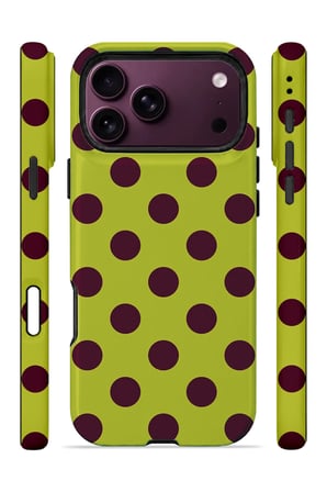 iPhone 18 Pro Max Vorian Çift Katmanlı Limon Mürdüm Puantiye Kılıf