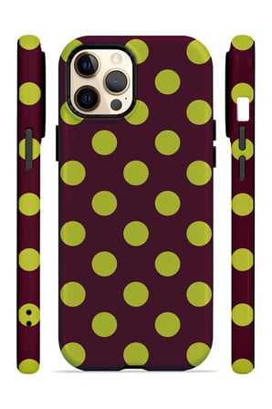 iPhone 12 Pro Vorian Çift Katmanlı Bordo Limon Puantiye Kılıf
