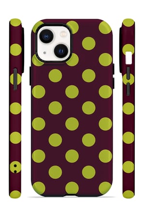 iPhone 15 Vorian Çift Katmanlı Bordo Limon Puantiye Kılıf