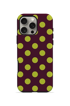 iPhone 16 Pro Vorian MagSafe Çift Katmanlı Bordo Limon Puantiye Kılıf