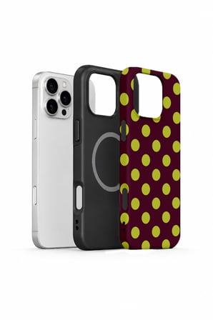 iPhone 16 Pro Vorian MagSafe Çift Katmanlı Bordo Limon Puantiye Kılıf