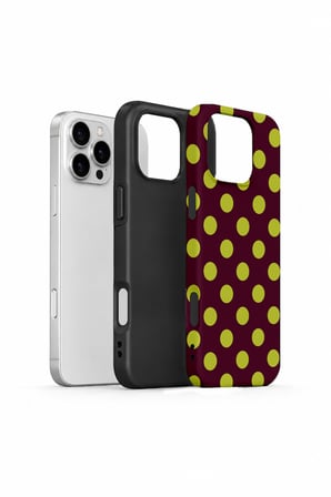 iPhone 16 Pro Vorian Çift Katmanlı Bordo Limon Puantiye Kılıf