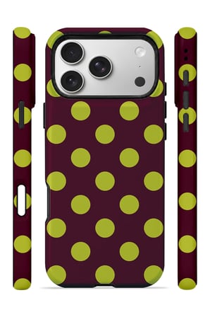 iPhone 17 Pro Vorian Çift Katmanlı Bordo Limon Puantiye Kılıf