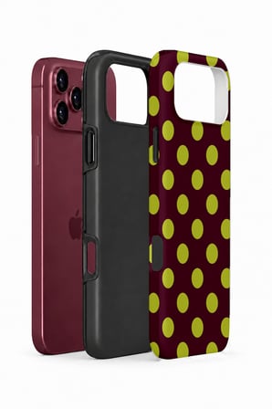 iPhone 18 Pro Vorian Çift Katmanlı Bordo Limon Puantiye Kılıf