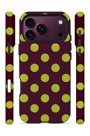 iPhone 18 Pro Vorian Çift Katmanlı Bordo Limon Puantiye Kılıf