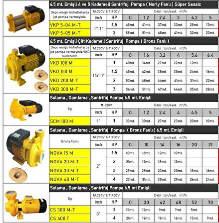 VKP 5-05 2 HP 5 KADEME 380V TRİFAZE YATAY MİLLİ NORYL FANLI SANTRİFÜJ POMPA