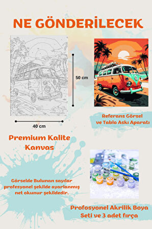 Sayılarla Boyama Seti Numaralı Tuval Fırça Boya VOSVOS 40X50 Cm