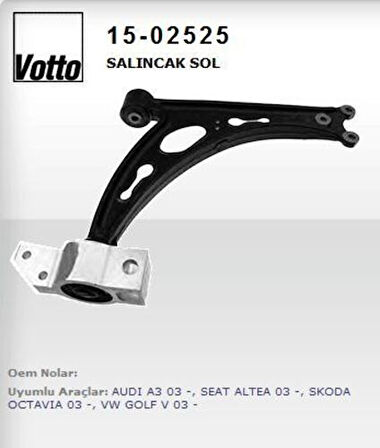 Votto 15-02525 Sağ Ön Salıncak-Rotilsiz-Dokum Volkswagen Caddy 04-11 Golf 04-14 A3 04-13 Octavia 04-07 1K0407152AC
