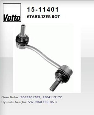 Votto 15-11401 Sol Ön Askı Rotu Volkswagen Crafter 06-16 Sprinter 06- 2E0411317C