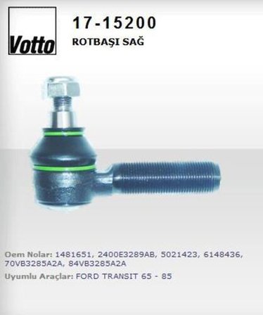 Votto 17-15200 Rot Başı Sağ Diş Transit 65-85 70VB3285A2A