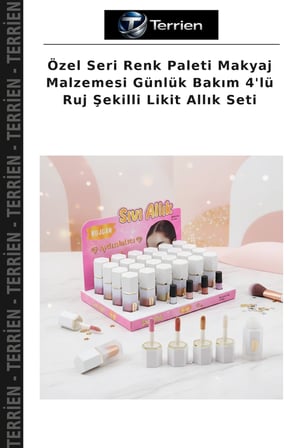 Özel Seri Renk Paleti Makyaj Malzemesi Günlük Bakım 4'lü Ruj Şekilli Likit Allık Seti