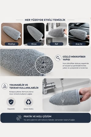 Mikrofiber Bezli El Mopu El Tipi Cam Silme Aparatı Çok Amaçlı Yüzey Temizleme Mopu