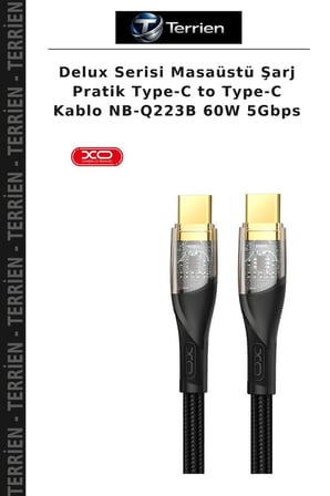 Delux Serisi Masaüstü Şarj Pratik Type-C to Type-C Kablo NB-Q223B 60W 5Gbps